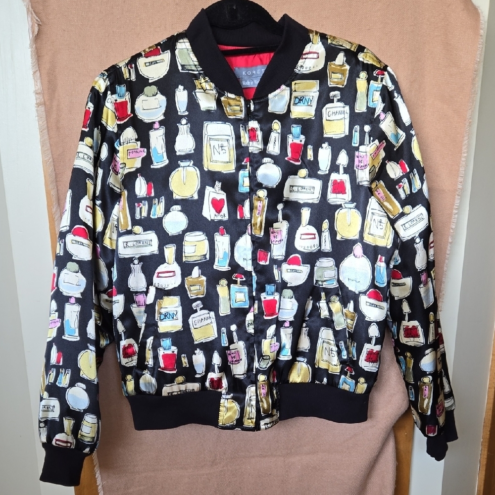 Vintage Koret Faux Designer Perfume Bomber Jacket